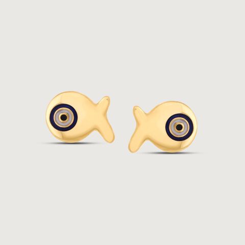 Lucky Fish Gold Stud Earrings