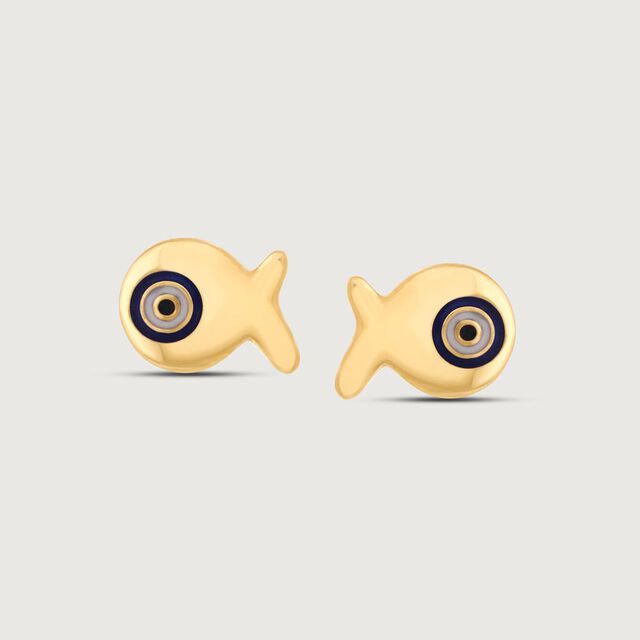 Lucky Fish Gold Stud Earrings,,hi-res image number null