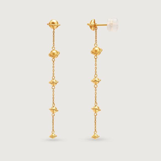 Pretty Cosmic Splendour 18KT Modular Planet Drop Earrings,,hi-res image number null