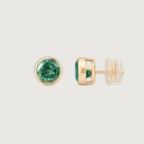 Refined Polished Emerald Gold Stud Earrings