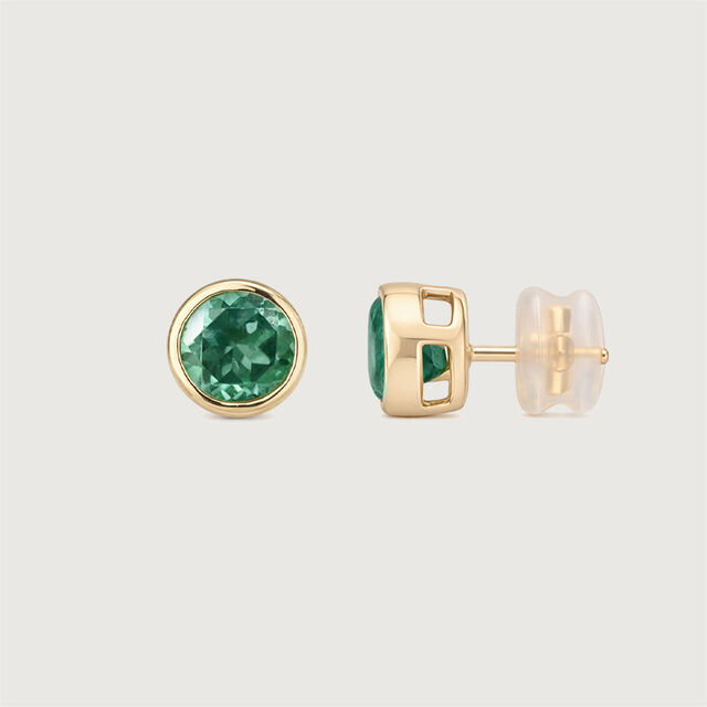 Refined Polished Emerald Gold Stud Earrings,,hi-res image number null