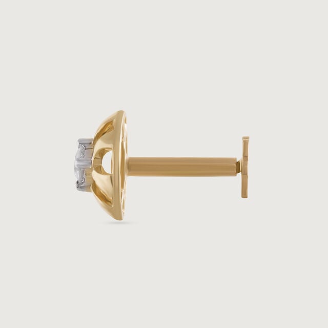 Mirrored Heritage Gold & Diamond Nose Pin,,hi-res image number null