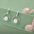 Radiant Pearl Silver Hoop Earrings,,hi-res view 1