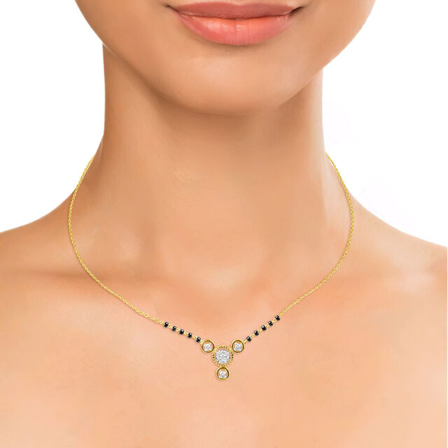 14KT Yellow Gold  and Diamond Mangalsutra for Everyday Wear,,hi-res view 3