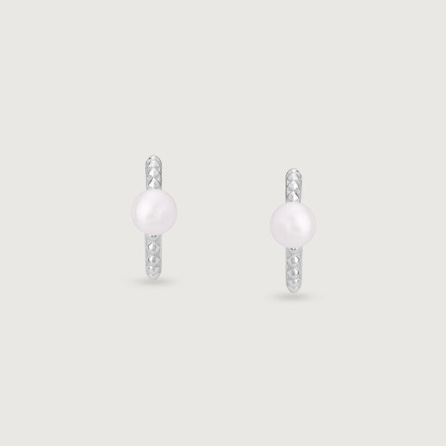 Scallop Glow Silver Hoop Earrings,,hi-res image number null