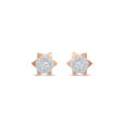 14 KT Rose Gold Sunflower Diamond Stud Earrings,,hi-res view 1