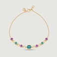 Rhythmic Linked Amethyst Emerald and Onyx Bracelet,,hi-res view 4
