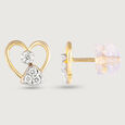 Heart Glow Gold & Diamond Stud Earrings,,hi-res view 4