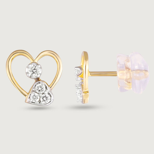 Heart Glow Gold & Diamond Stud Earrings,,hi-res image number null