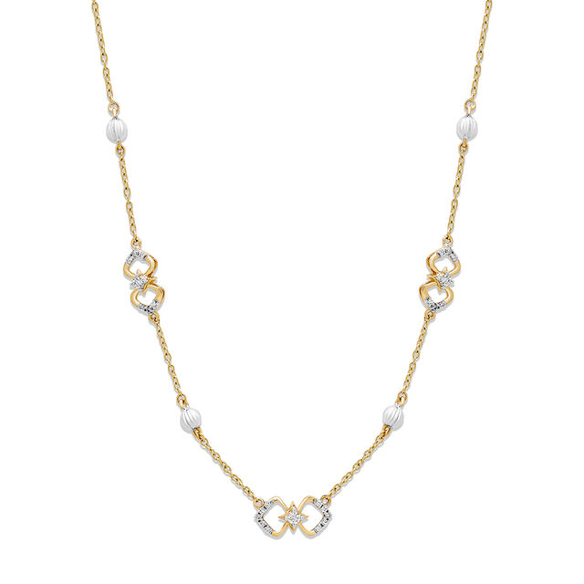 14Kt Yellow Gold Chic Interlock Diamond Necklace,,hi-res view 2