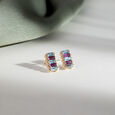 Dazzling Blue Topaz & Gold Elegance Stud Earrings,,hi-res view 1