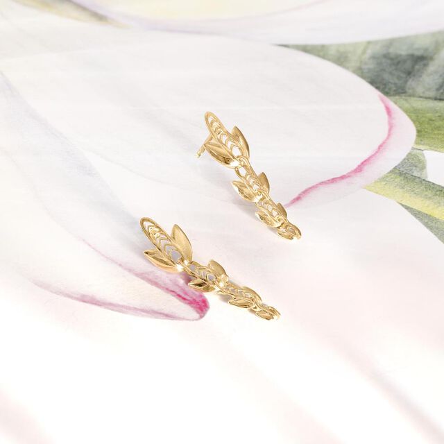 Radiant Lotus Gold Drop Earrings,,hi-res image number null