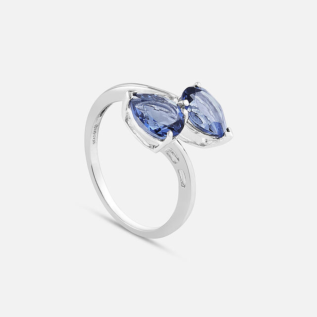 Electric Blue Silver Finger Ring,,hi-res image number null