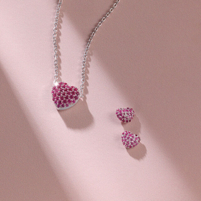 Playful Crush Silver Earrings and Necklace Set,,hi-res image number null
