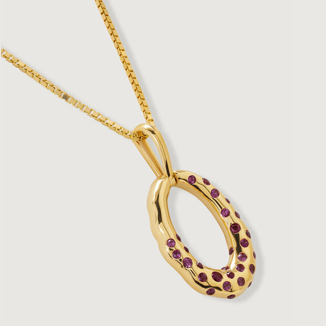 Glamorous Loop 14KT Dark Pink Sapphire Pendant,,hi-res image number null
