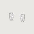 Duo Glow Silver Hoop Earrings,,hi-res view 3
