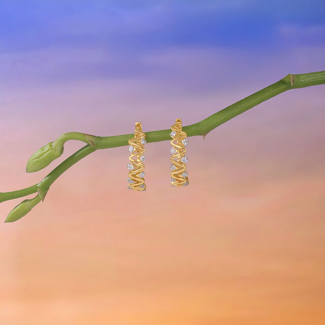 Zigzag Radiance Diamond Hoop Earrings,,hi-res image number null