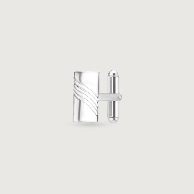 Wave Panel Silver Cufflinks,,hi-res image number null