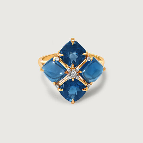 Ethereal Midnight Majesty 14KT Diamond & London Blue Topaz Ring