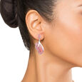 Silver Earrings For Women With Dangling Butterfly Wing Embellished By Multi-Coloured Mother Of Pearls,,hi-res view 3