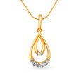 Elegant Yellow Gold and Diamond Teardrop Pendant,,hi-res view 1