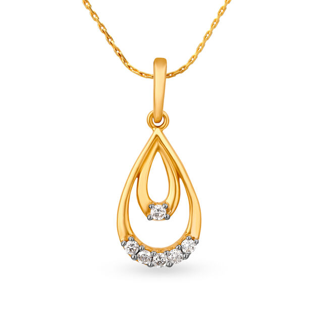 Elegant Yellow Gold and Diamond Teardrop Pendant,,hi-res view 1