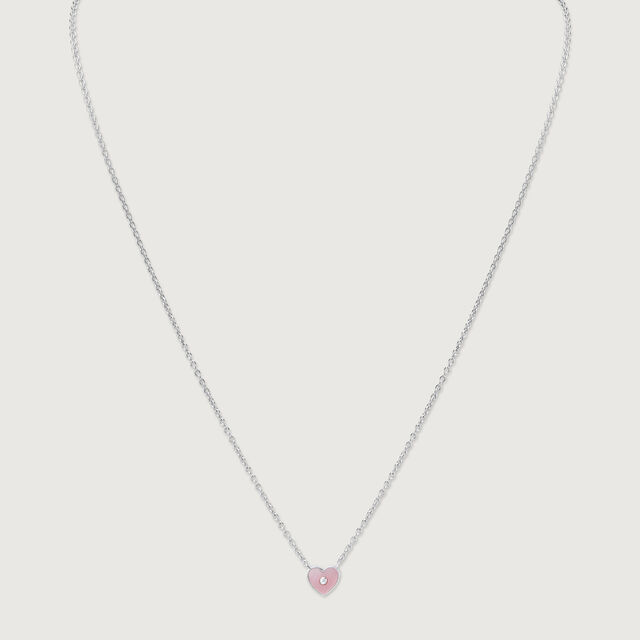 Mother of Pearl Heart Silver Necklace,,hi-res image number null