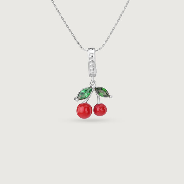 Red Cherry Silver Pendant,,hi-res image number null