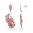Silver Earrings For Women With Dangling Butterfly Wing Embellished By Multi-Coloured Mother Of Pearls,,hi-res view 2