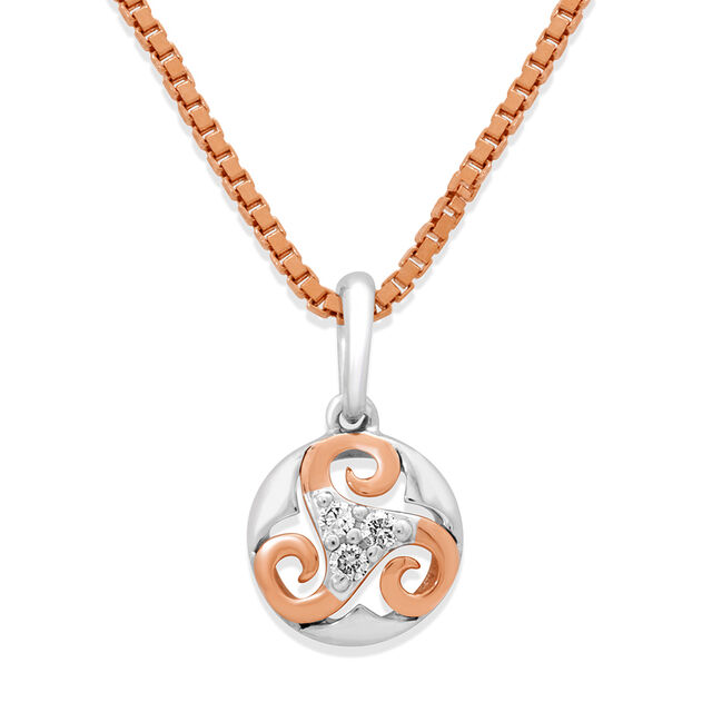 14KT White Rose Gold Radiant Trinity Diamond Pendant,,hi-res view 1