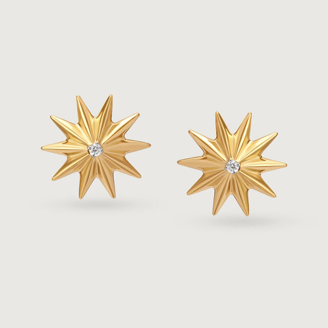 Timeless Radiating Star 14KT Diamond Stud Earring,,hi-res image number null