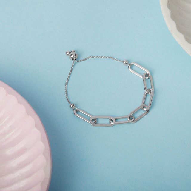 Modern Link Silver Bracelet,,hi-res image number null