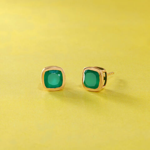 Lustrous Verdant Onyx Earrings