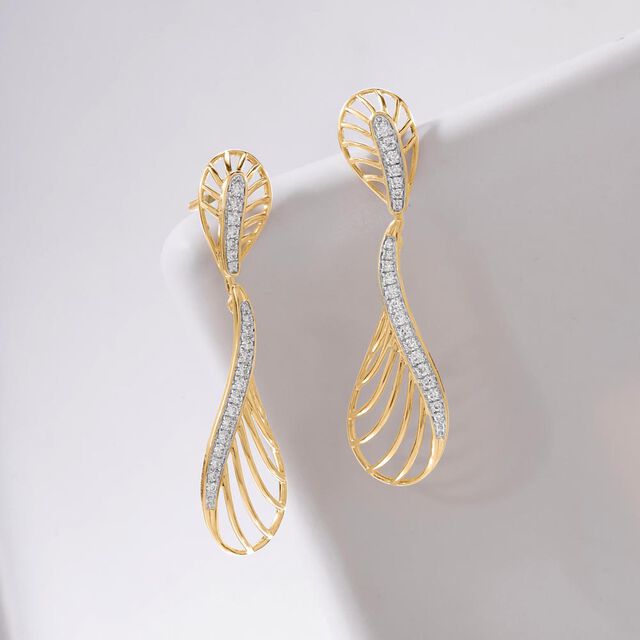 Lustrous Line Diamond Drop Earrings,,hi-res image number null