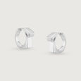 Bold Geometric Silver Hoop Earrings,,hi-res view 3