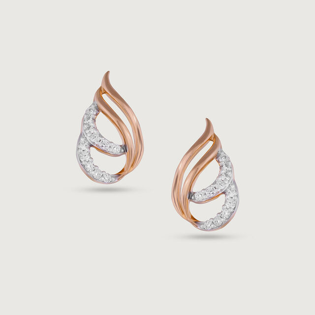 Twisted Sparkle Gold & Diamond Stud Earrings,,hi-res image number null