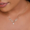 14 KT Yellow Gold Diamond Herringbone Droplet Necklace,,hi-res view 3