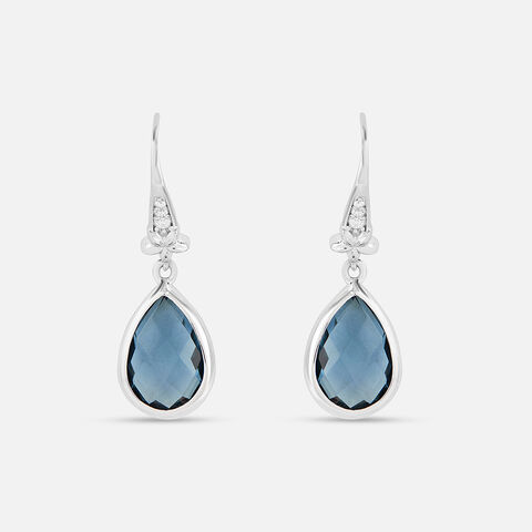 Midnight Teardrop Silver Earrings