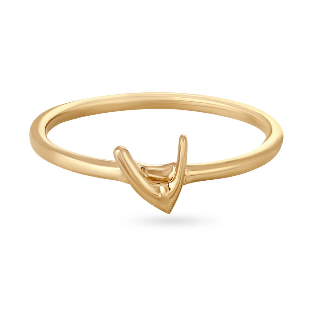 Buy Letter V 14KT Yellow Gold Initial Ring Online Mia by Tanishq