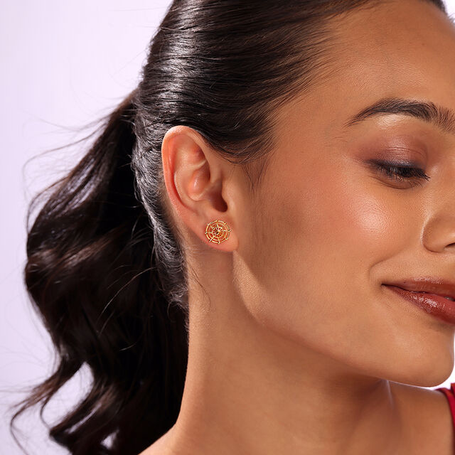 Chic Warli 22KT Gold Stud Earrings,,hi-res image number null