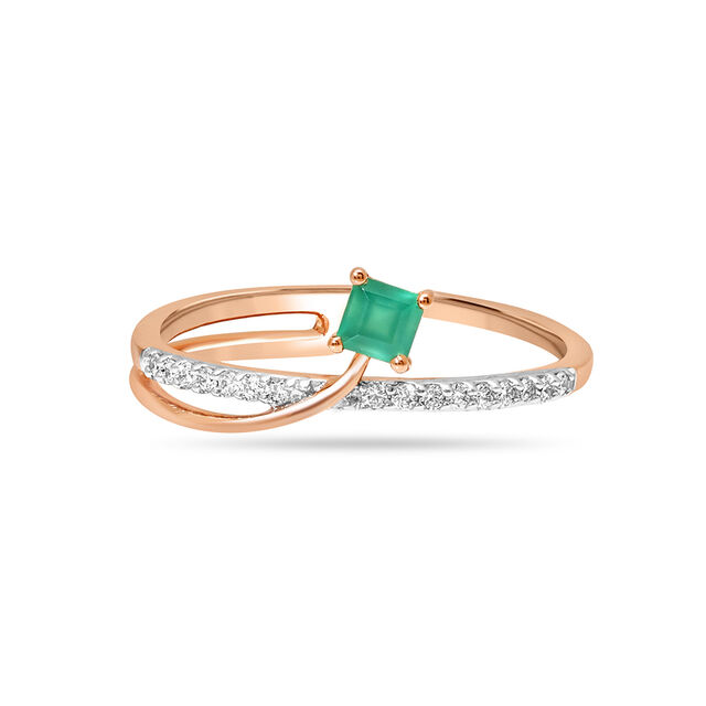 14KT Rose Gold Enchanted Dream Green Onyx Finger Ring,,hi-res image number null