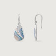 Mother of Pearl Wave Silver Hoop Earrings,,hi-res view 5