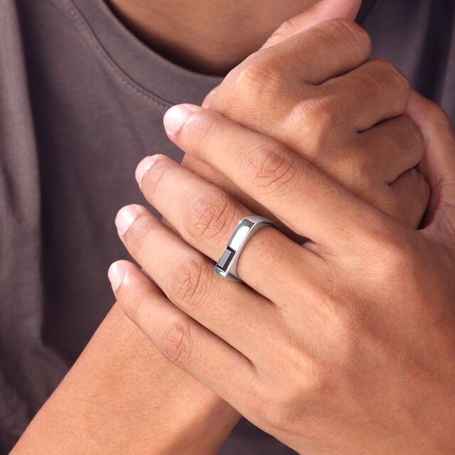 Sleek Inlay Silver Ring,,hi-res image number null