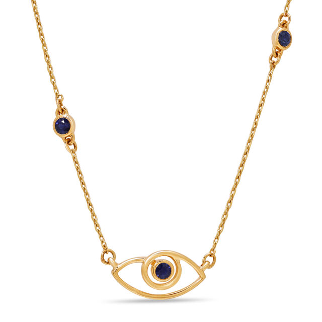 14KT Yellow Gold Minimalist Evil Eye Necklace,,hi-res image number null