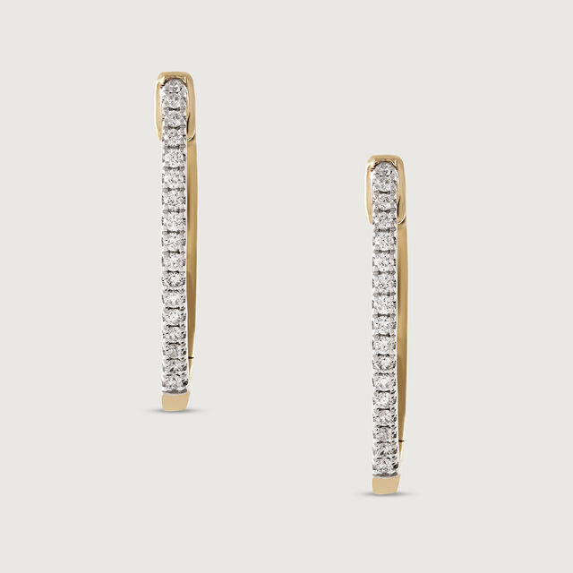 Edgy Luxe Gold & Diamond Hoop Earrings,,hi-res image number null