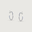 Dynamic Sparkling Silver Hoop Earrings,,hi-res view 3