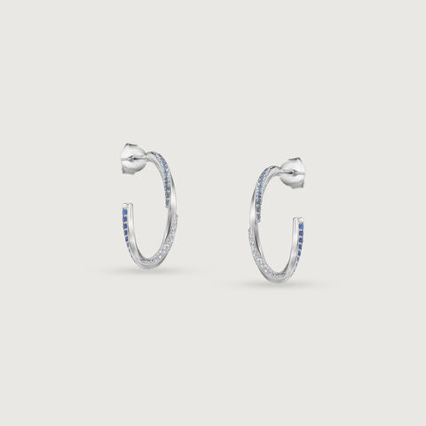 Dynamic Sparkling Silver Hoop Earrings