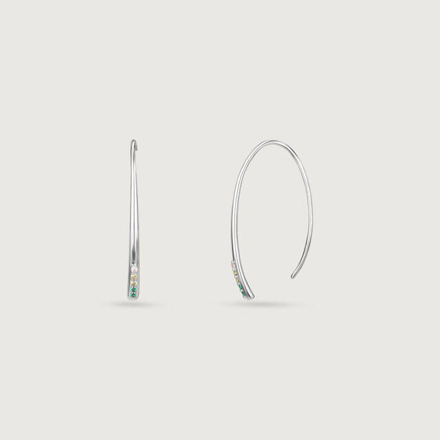 Sleek Radiant Silver Hoop Earrings,,hi-res image number null