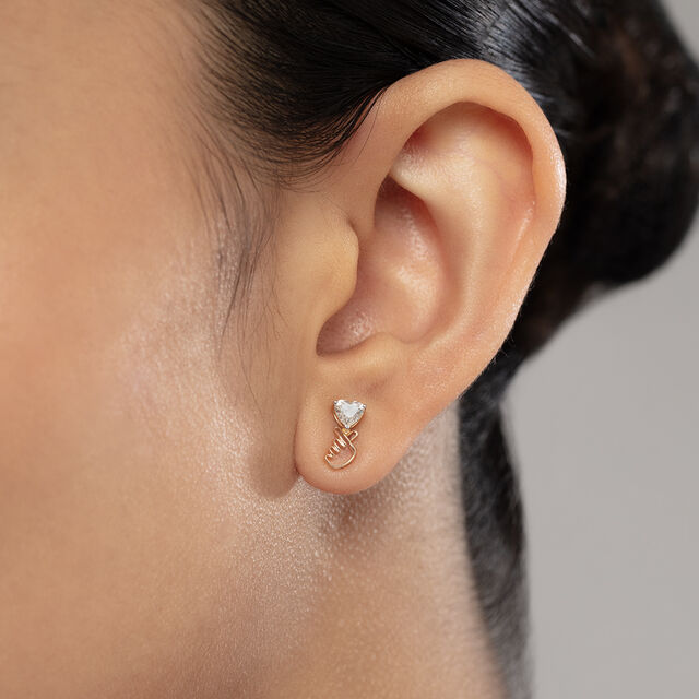 Korean Love 14 kt Gold & Diamond Stud Earrings,,hi-res image number null