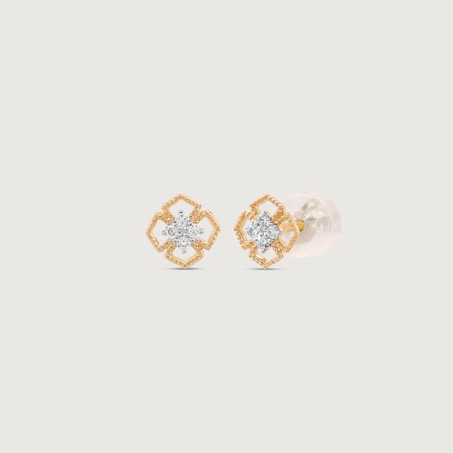 Golden Bloom Diamond Stud Earrings,,hi-res image number null